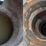 Before and After photo of the drain