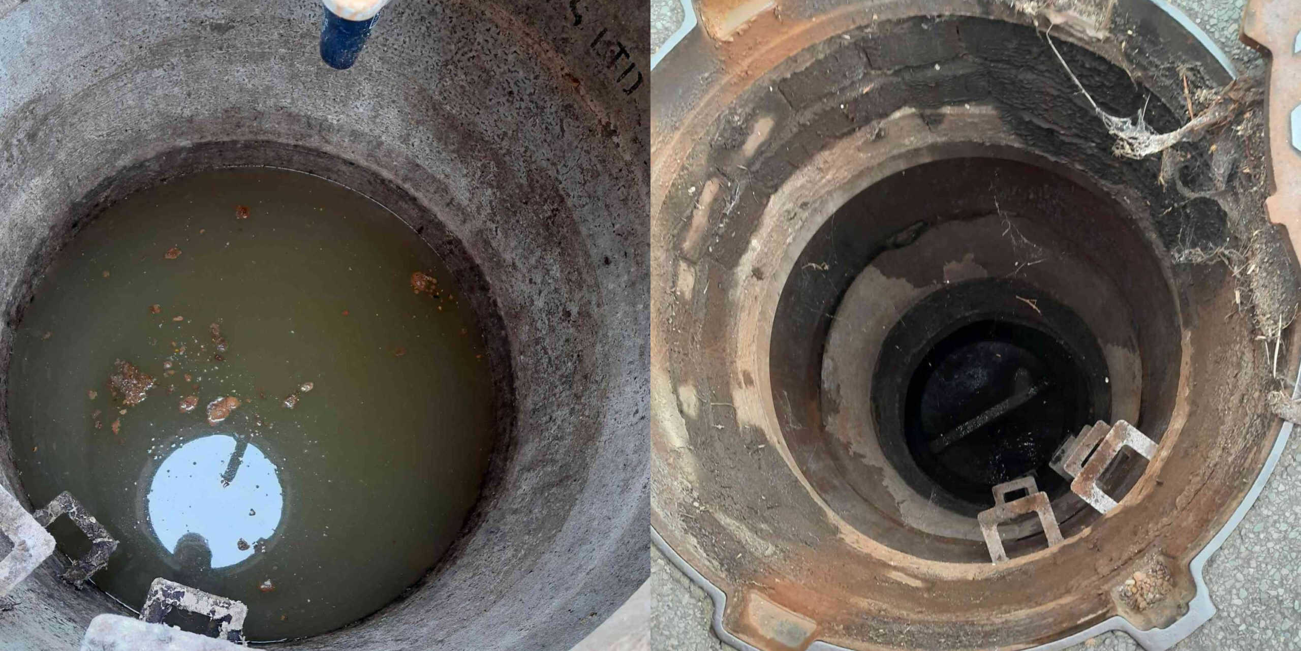 Before and After photo of the drain