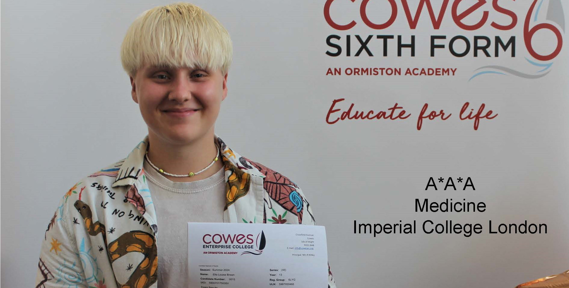 Ella Brown, Cowes Enterprise College