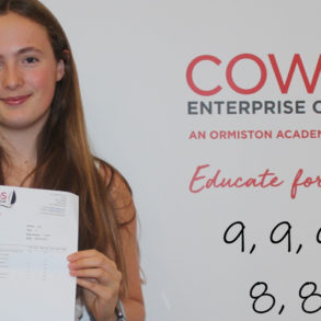 Evie Callard with her results from Cowes Enterprise College