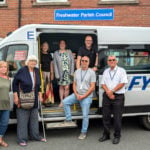 Mel Gardiner, Cllr Benda Hobbs, (On the bus) Cllr Frances Turan, Cllr Natalie Thomas, Cllr Warren Whyte and Peter Phelps FYTbus Garage Manager and Bob Lombardelli CEO FYTbus.