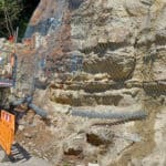 Work taking place on the Gills Cliff road rockface