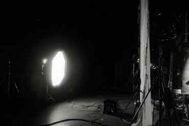 Inside a film studio - black and white image