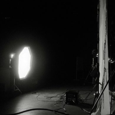 Inside a film studio - black and white image