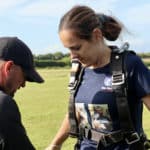 Loren Tutty getting prepared for skydive