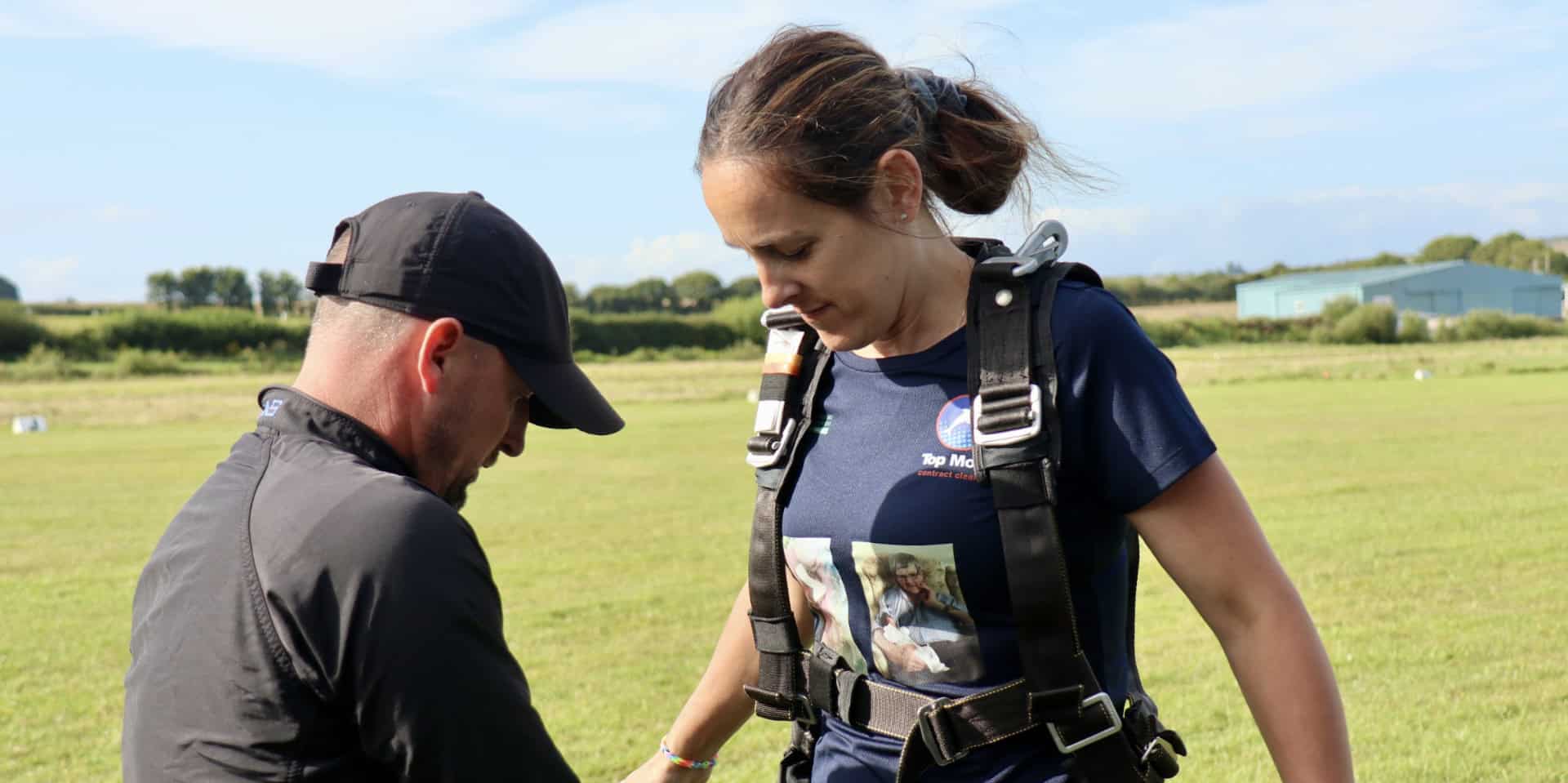 Loren Tutty getting prepared for skydive