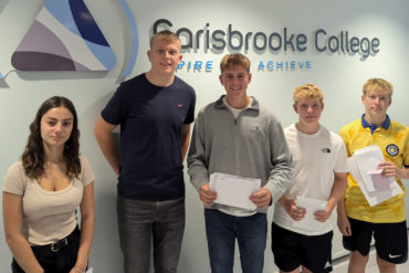 Pupils at Carisbrooke College on GCSE results day