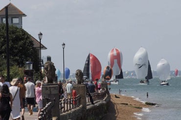 Cowes week finish line with shoreside spectators