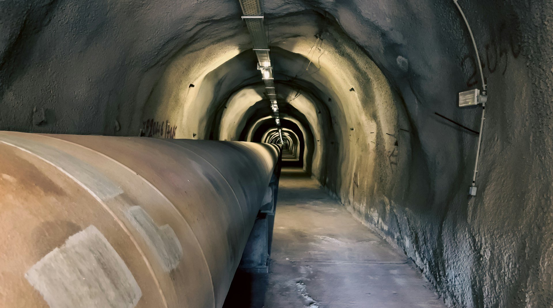 Pipeline in a tunnel in Greece