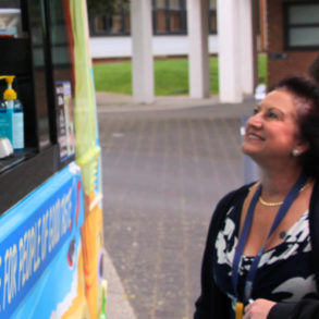 Ros and student at plaza ices - 1