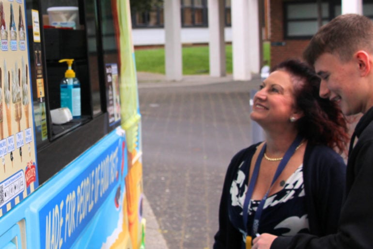 Ros and student at plaza ices - 1