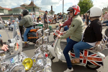 Scooter Rally ride out showing lots of people riding scooters