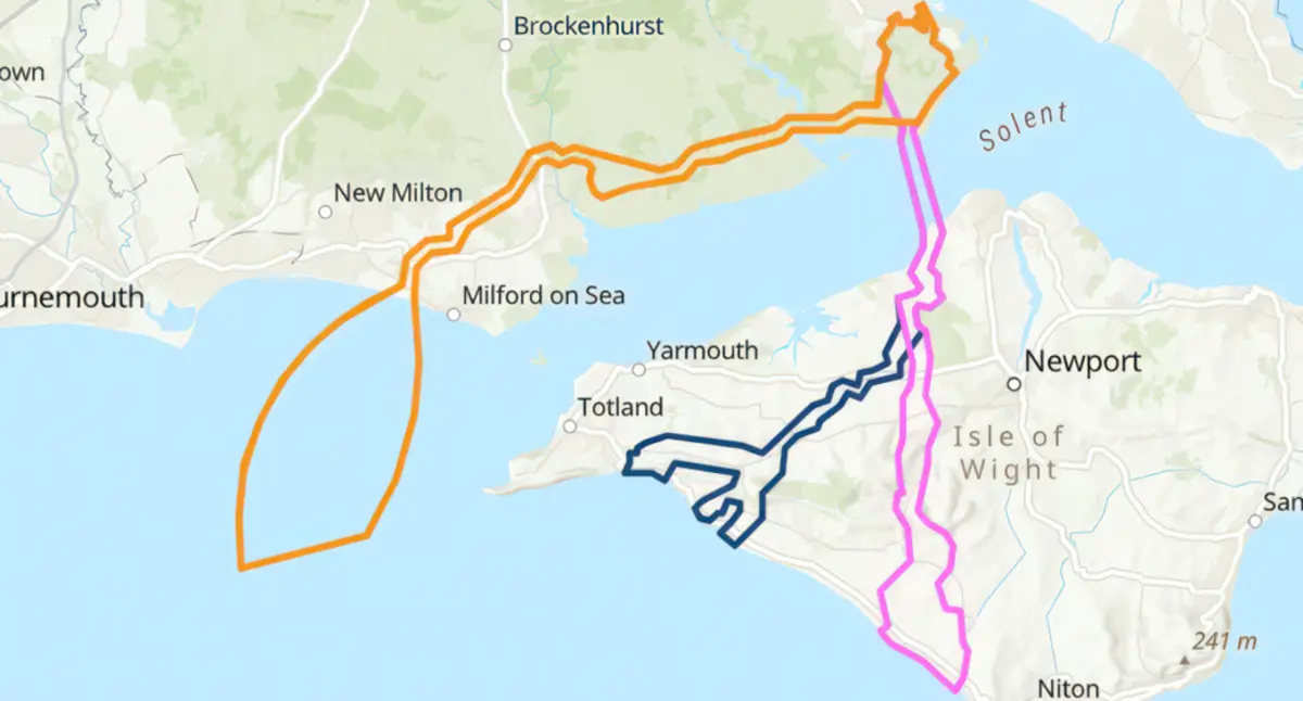 Solent CO2 Pipeline map of the three possible routes