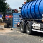 Tanker at road closure