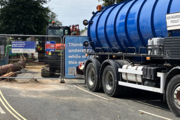 Tanker at road closure