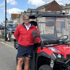 Todd Miller and the Waterside Community Trust’s new e-ATV at Wightlink’s Yarmouth port