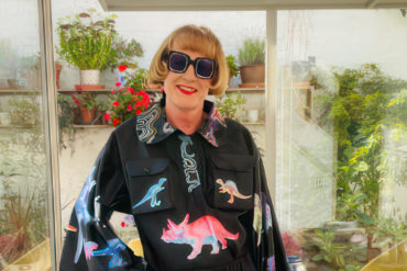 grayson perry wearing outfit designed and created by Joel Lines