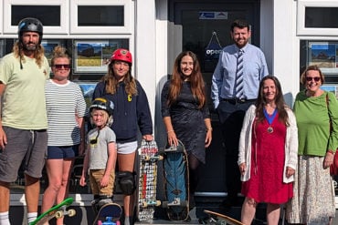 Rob Eggleton, Heather Eggleton, Rufus Eggleton, Martha Eggleton, Bethany Morris Hose Rhodes Dickson Sales Consultant, Peter Barfoot Hose Rhodes Dickson Sales Manager, Cllr Emma Cox Chair Freshwater Parish Council and Cllr Anne Bamford