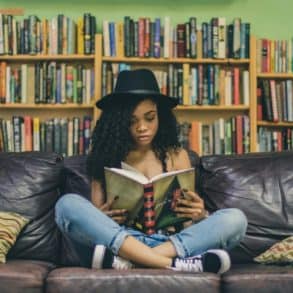 woman reading a book