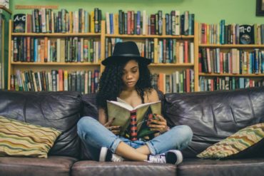 woman reading a book