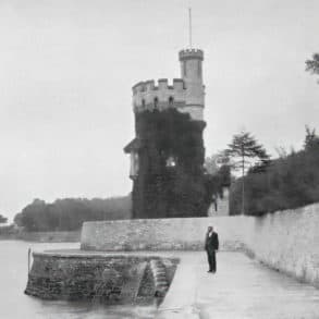 Appley Tower in Victorian times with a figure standing on promenade