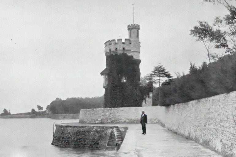 Appley Tower in Victorian times with a figure standing on promenade