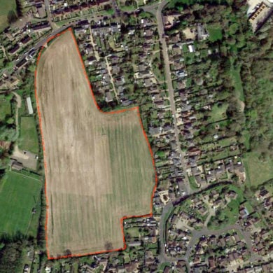 aerial view of the site of the proposed Camp Road development