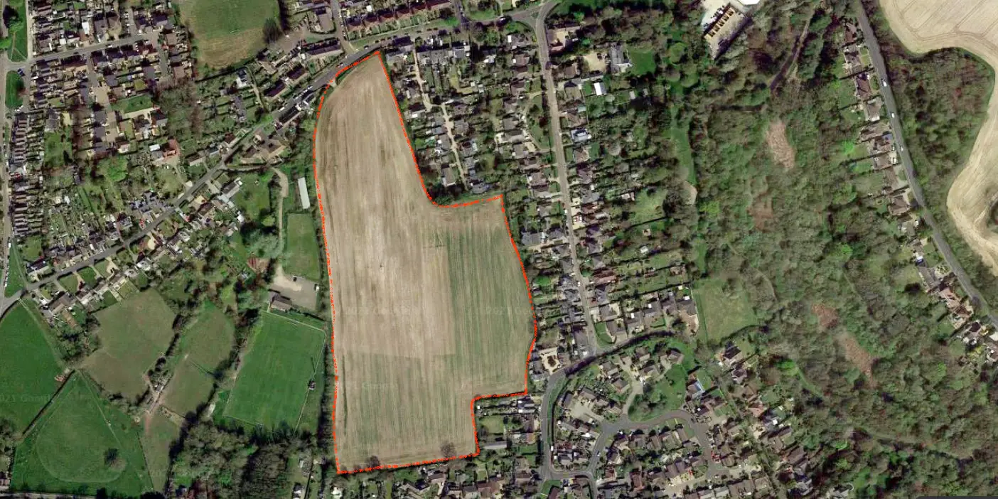 aerial view of the site of the proposed Camp Road development