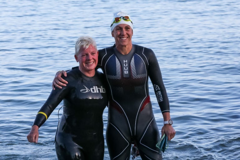 Crys and swim buddy Holly Bartley - RNLI - Pete Johnstone