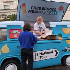 Free School meals bus at the Bournemouth conference