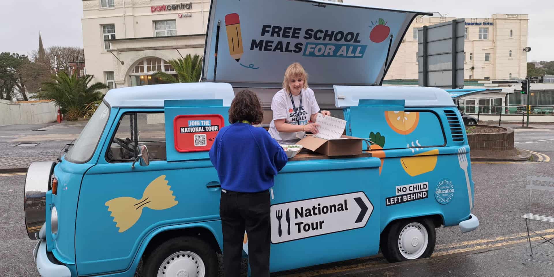 Free School meals bus at the Bournemouth conference