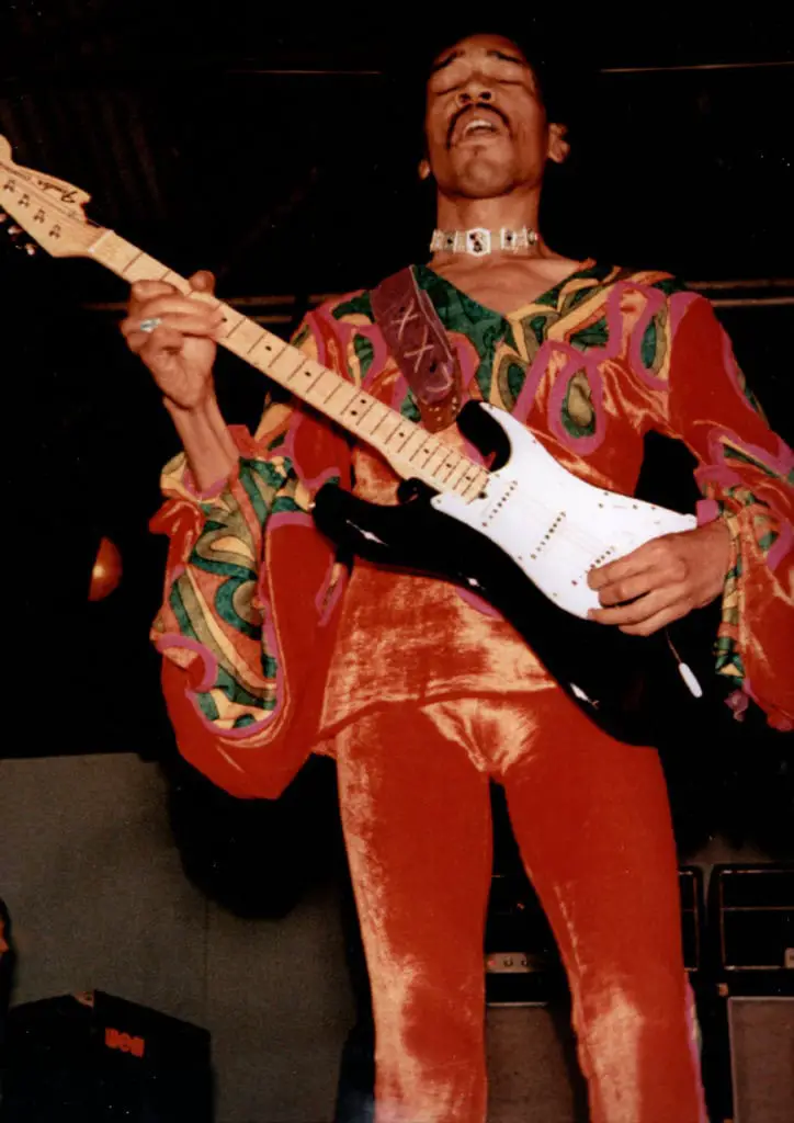 Jimi Hendrix at the 1970 IW Festival playing guitar