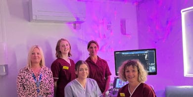 Lisa Brodie, Friends of St Mary’s Hospital Shop Manager, Debbie Beare and Rebecca Egerton (Sonographers), Emily Allen (Student Sonographer) and Lauren Siegal (Radiographic Assistant).