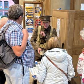 People at the Minster looking at heritage displays