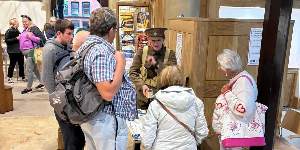 People at the Minster looking at heritage displays