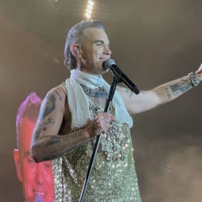 Robbie Williams on stage at IW Festival