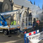 The monument being cleaned