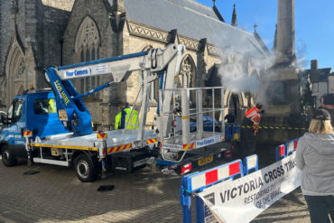 The monument being cleaned