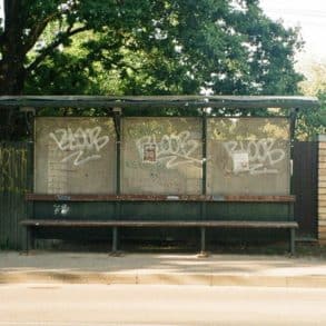 woman at a bus stop