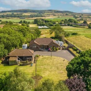 Aerial view of Apse Heath house and garage