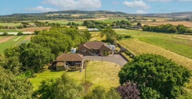 Aerial view of Apse Heath house and garage