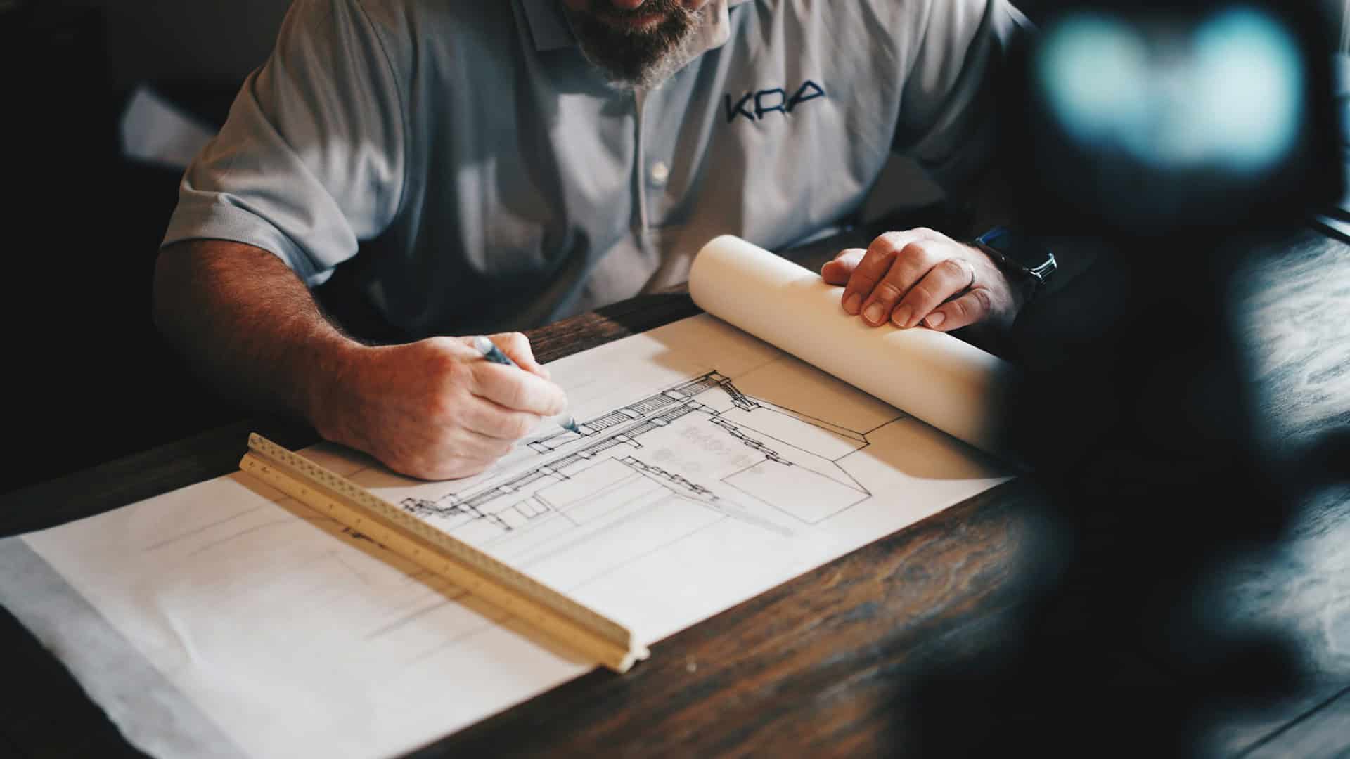 Architect working on plans