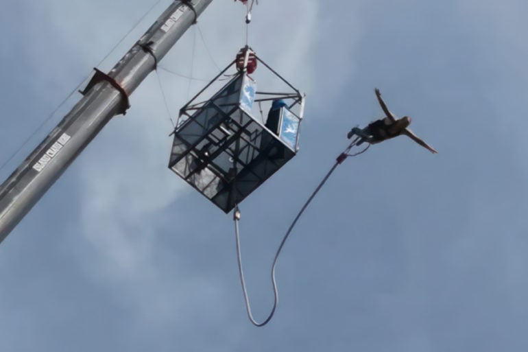 Someone doing a bungee jump