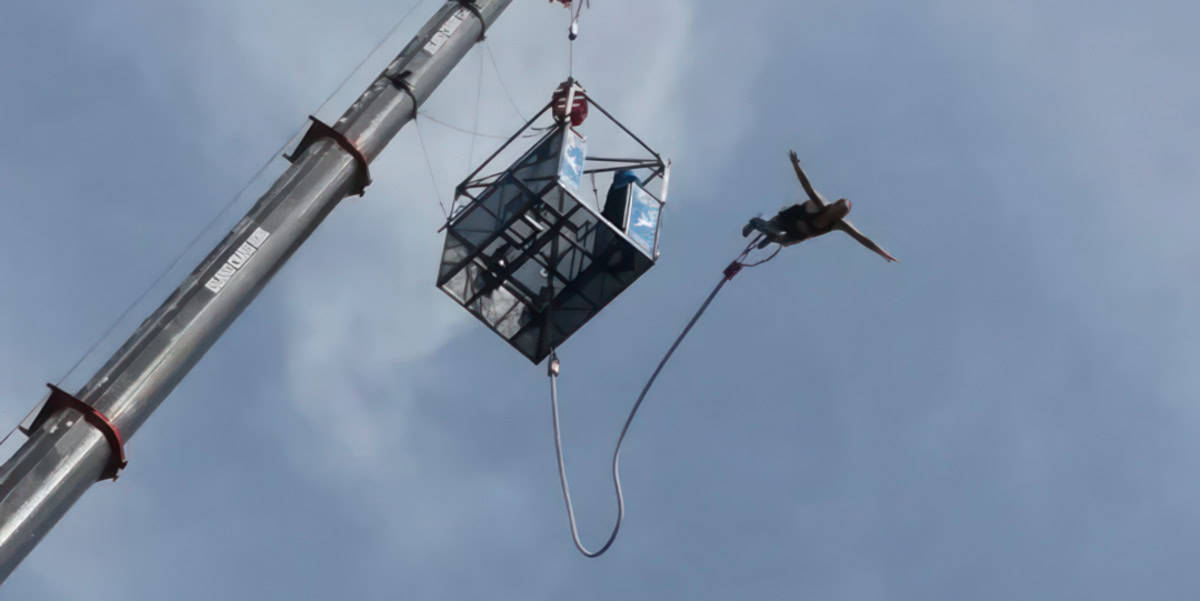 Someone doing a bungee jump