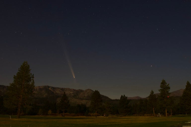 Comet A3 in the sky above South Lake Tahoe, California