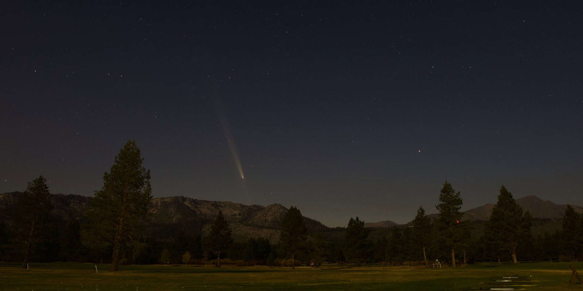 Comet A3 in the sky above South Lake Tahoe, California