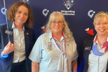 Deputy Chief Guide Sally Kettle, Angela and Chief Guide Tracy Foster