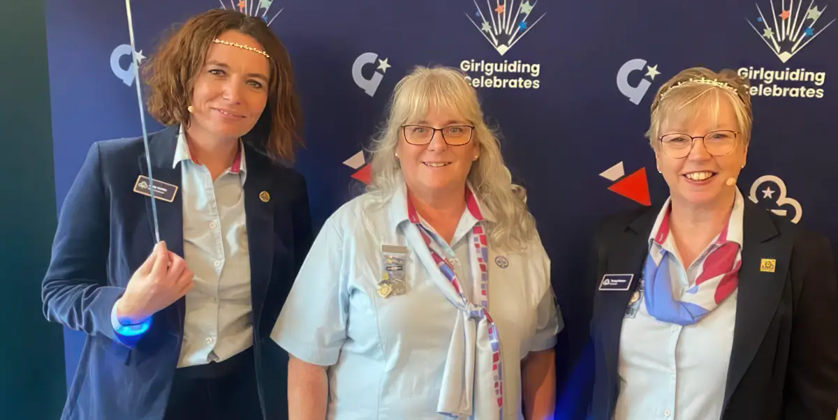 Deputy Chief Guide Sally Kettle, Angela and Chief Guide Tracy Foster