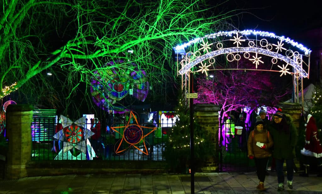 Merry and Bright Gardens - decorated with lights and lanterns