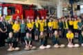 Pupils and staff from Newport CofE at Fire station for restart a heart day